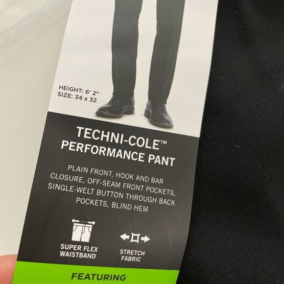 NEW Kenneth Cole Reaction Mens 36X32 Black Dress Pants Super Flex Waistband - Picture 9 of 11